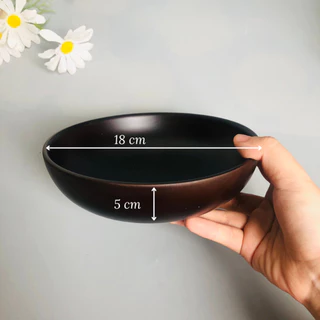 Bát Gỗ Keo Nâu Đen 18x5 cm, Bát Đựng Salad, Trái Cây, Soup, Decor Trang Trí