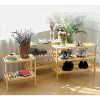 Kệ giày dép gỗ thông dài 80cm , 2 tầng , 3 tầng , 4 tầng