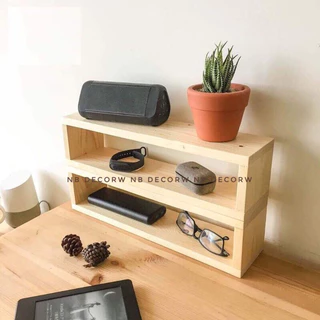 Kệ gỗ để bàn mini, gỗ thông tự nhiên chống nước, chống mốc hàng đánh bóng đẹp, trang trí decor nhà, văn phòng.