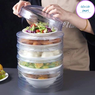 lồng bàn giữ nhiệt nhiều tầng nhựa cao cấp, long ban đay thuc an gấp gọn 5 tầng