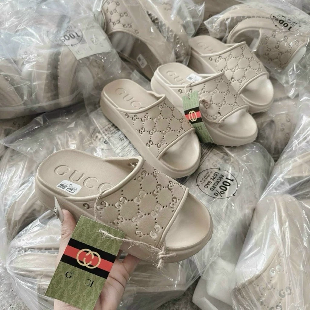Dép Gucci Đế Cao Su Nhẹ Cao 5Cm Đúc Eva Nguyên Khối Êm Ái Đủ Size