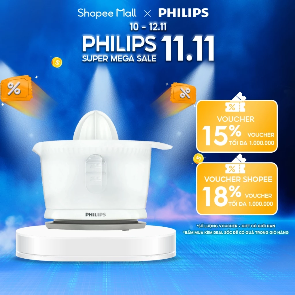 Máy Vắt Cam Philips HR2738 0.5L 25W Vắt Nhanh Tự Động Đảo Chiều Nước Không Nhỏ Giọt