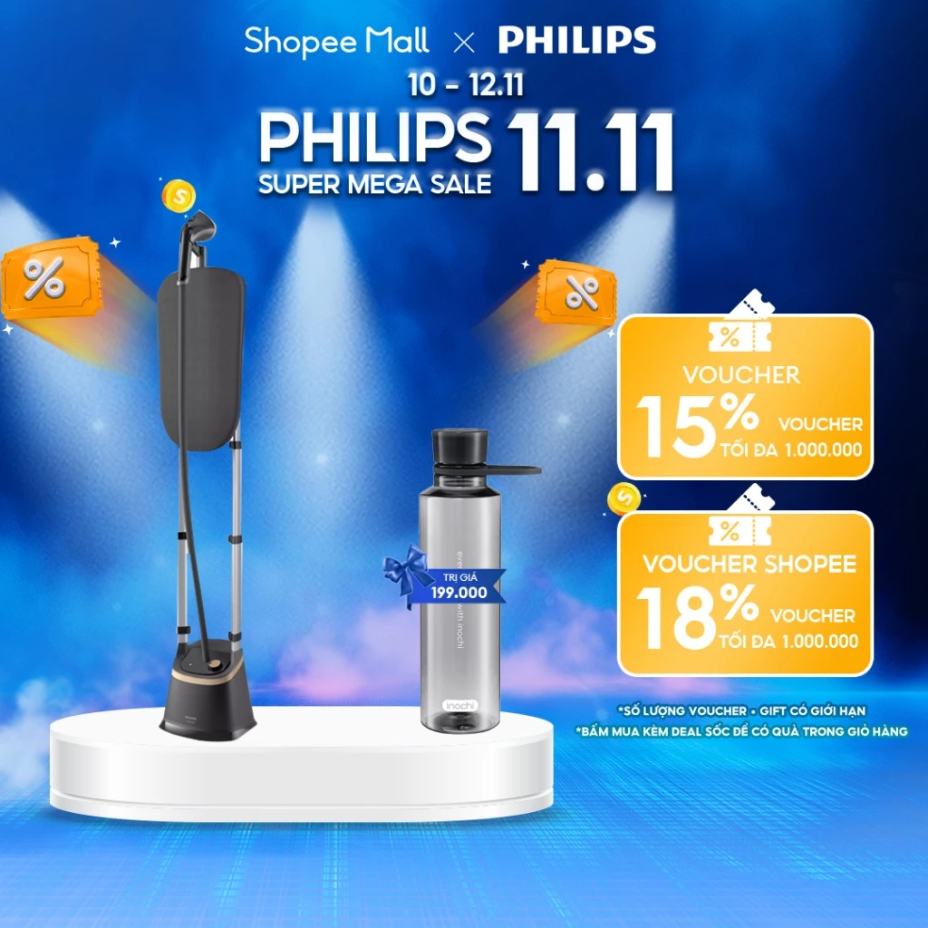 Bàn Ủi Hơi Nước Trụ Đứng Philips STE3170/80 StyleBoard Nghiêng Cao Cấp Ủi Phẳng Lì Áo Quần Trong Tích Tắc