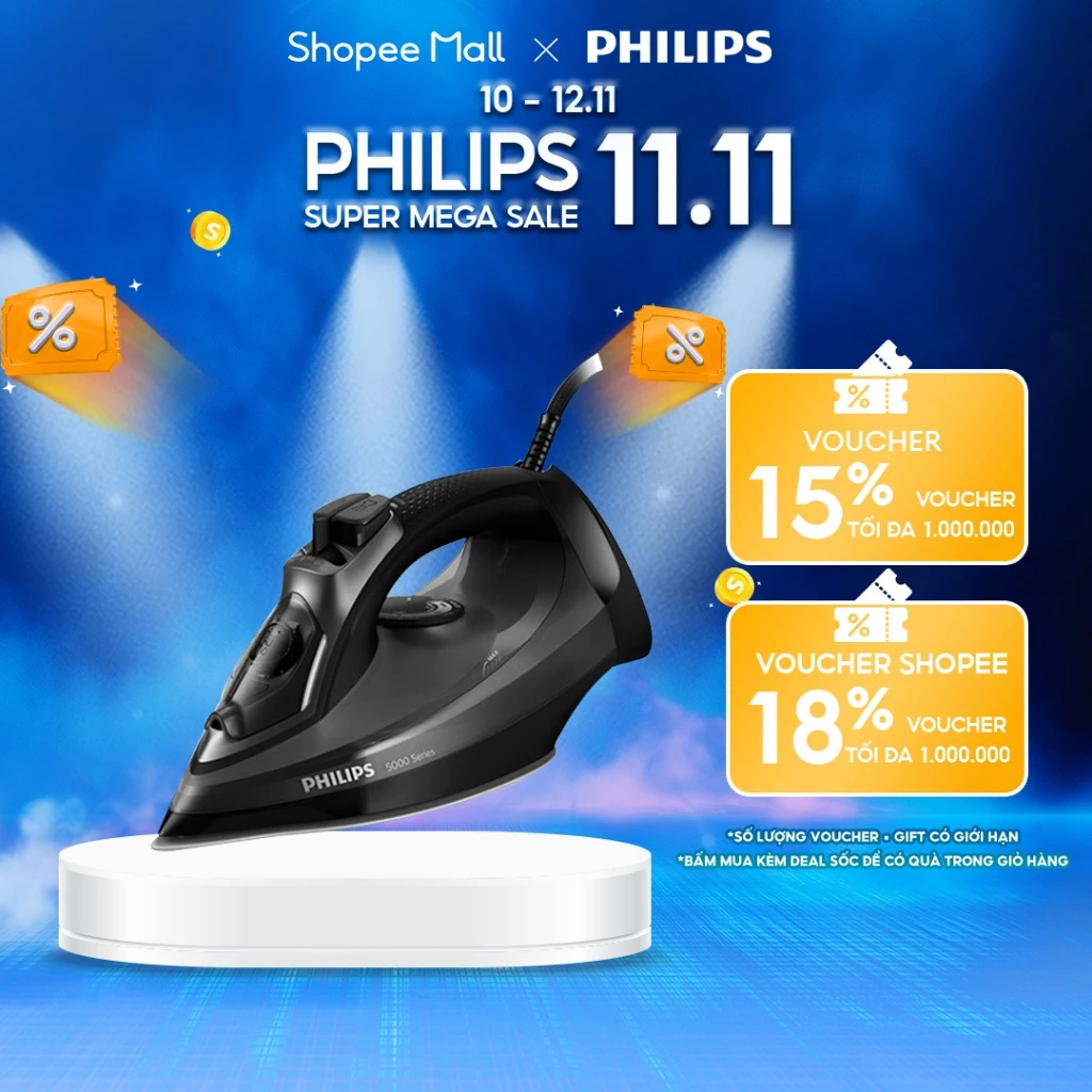 Bàn Ủi Hơi Nước Philips DST5040/80 2600W Mặt Đế SteamGlide Siêu Bền Là Phẳng Nhanh Chóng