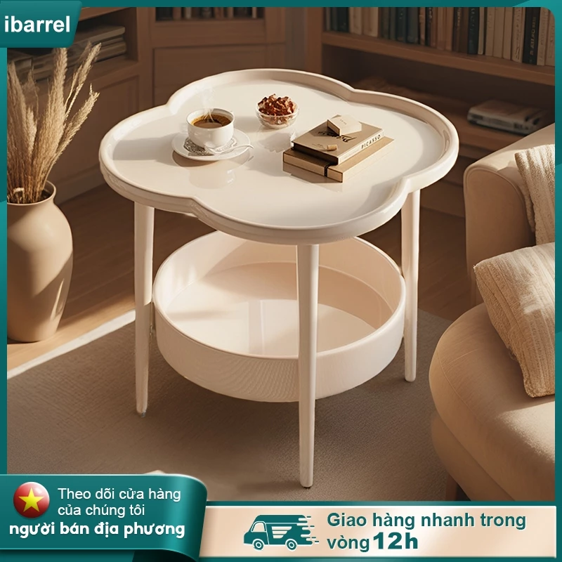 Bàn Trà Bắc Âu 50x50x48cm Nhựa Cao Cấp, Họa Tiết Cỏ 4 Lá - Phong Cách Tối Giản