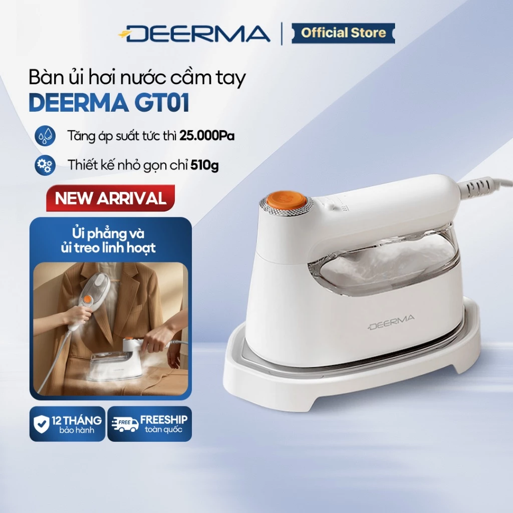 Bàn Ủi Hơi Nước Cầm Tay Deerma GT01 - Ủi Khô & Hơi Nước, Nhẹ 510g, Ủi Phẳng Mọi Vải