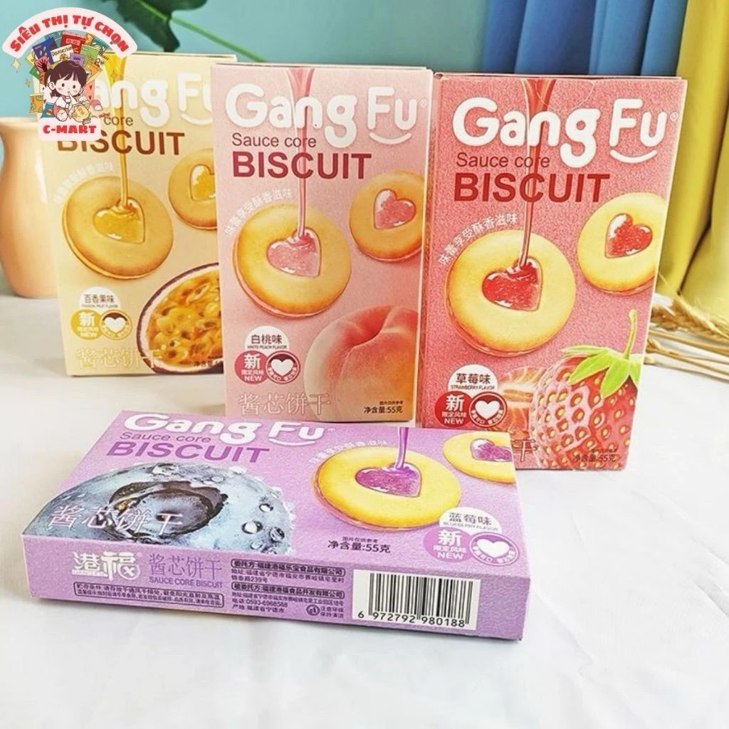 Bánh Quy Kẹp Mứt Dẻo Vị Trái Cây 55g - Hộp Nhỏ Xinh, Ăn Vặt Tiện Lợi