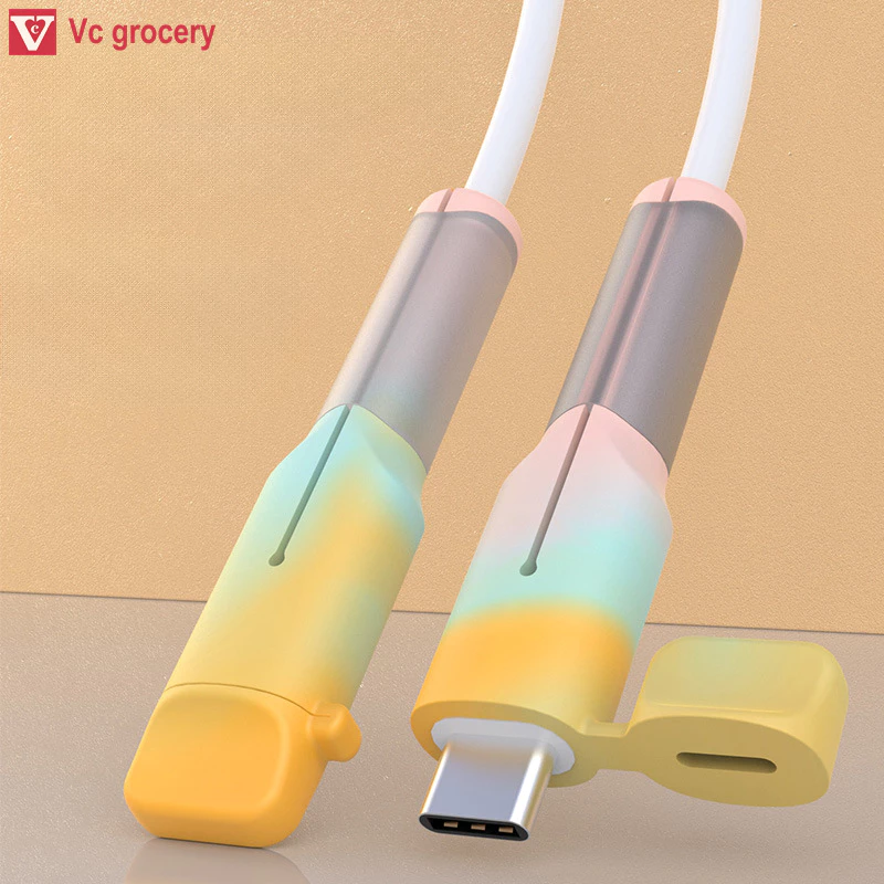 Bộ 2 Vỏ Bảo Vệ Dây Sạc Tai Nghe Silicon Mềm, Chống Đứt Gãy, Màu Kẹo Ngọt