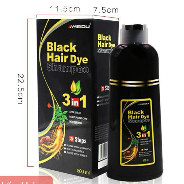 Dầu Gội Đen Tóc Meidu 500ml - Phủ Bạc Tức Thì, Tự Nhuộm Tại Nhà An Toàn