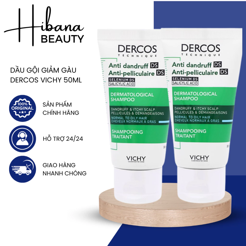 Dầu Gội Vichy Dercos Giảm Gàu Da Đầu Dầu 50ml - Kiểm Soát Dầu, Sạch Gàu Hiệu Quả