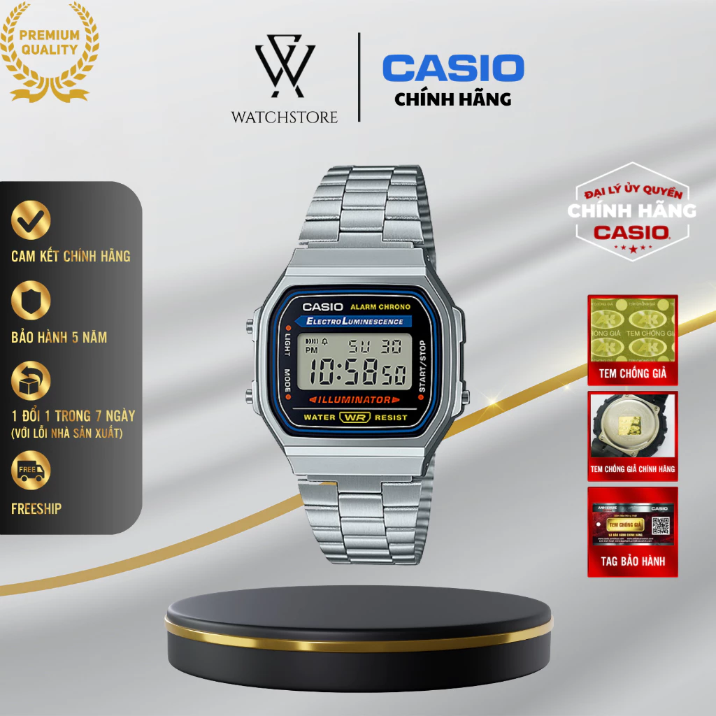 Đồng Hồ Casio A168WA-1WDF Dây Kim Loại Vintage - Phong Cách Retro Độc Đáo