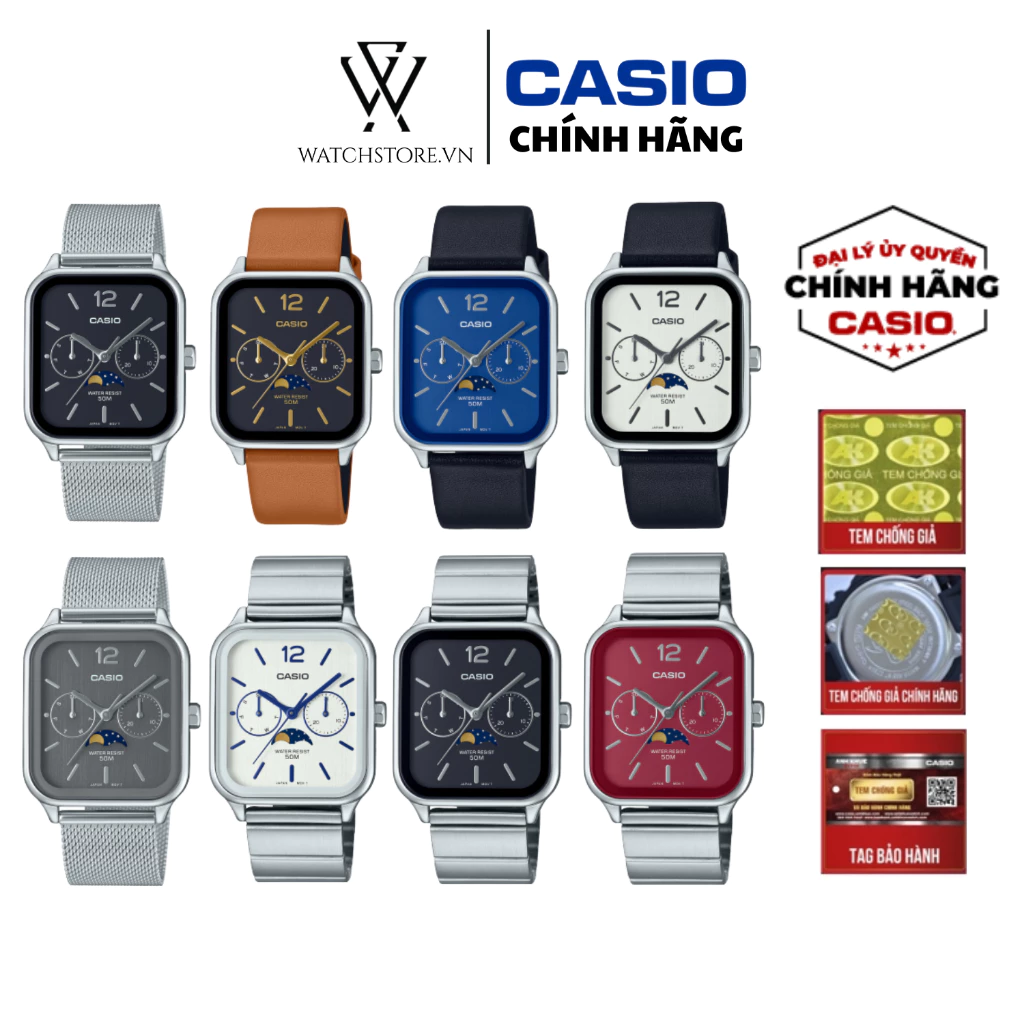 Đồng Hồ Casio Moonphase MTP-M305 Unisex - Mặt Kính Khoáng, Chống Nước 5ATM