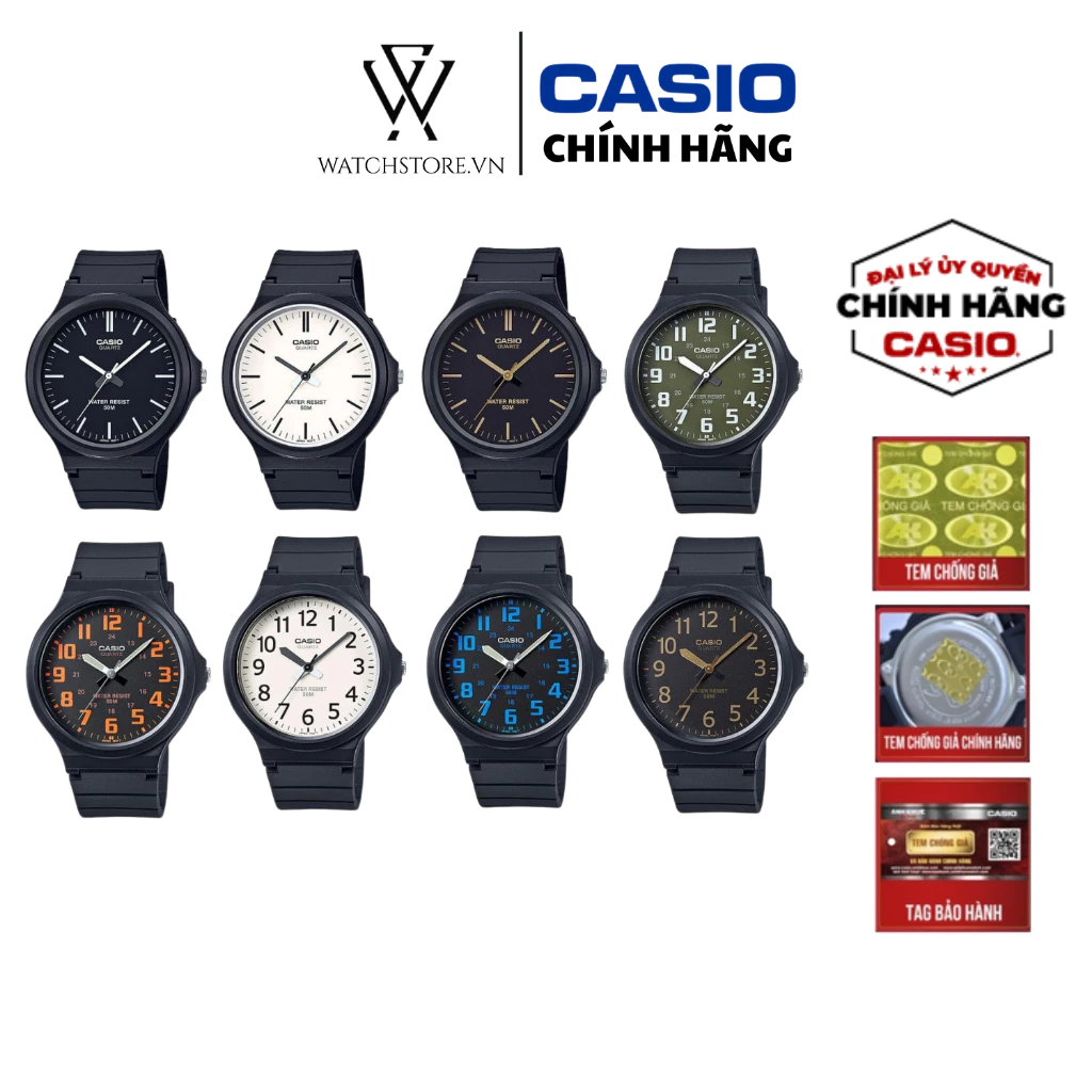 Đồng Hồ Casio MW-240 Chính Hãng - Thiết Kế Cổ Điển, Dây Vỏ Nhựa Sang Trọng, Chống Nước 5ATM