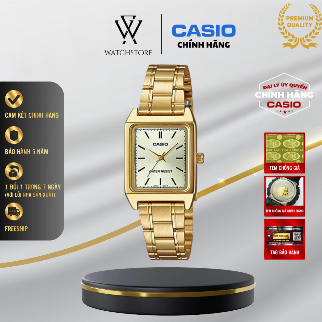 Đồng Hồ Casio Vintage Nữ Dây Kim Loại Vàng Trắng Thanh Lịch - Chính Hãng 5 Năm BH