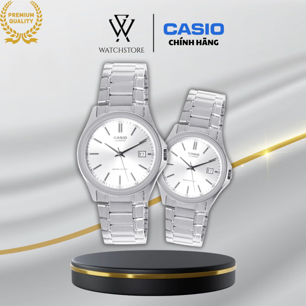 Đồng Hồ Đôi Casio Dây Kim Loại Mặt Trắng 1183A-7ADF Chính Hãng Nhật Bản