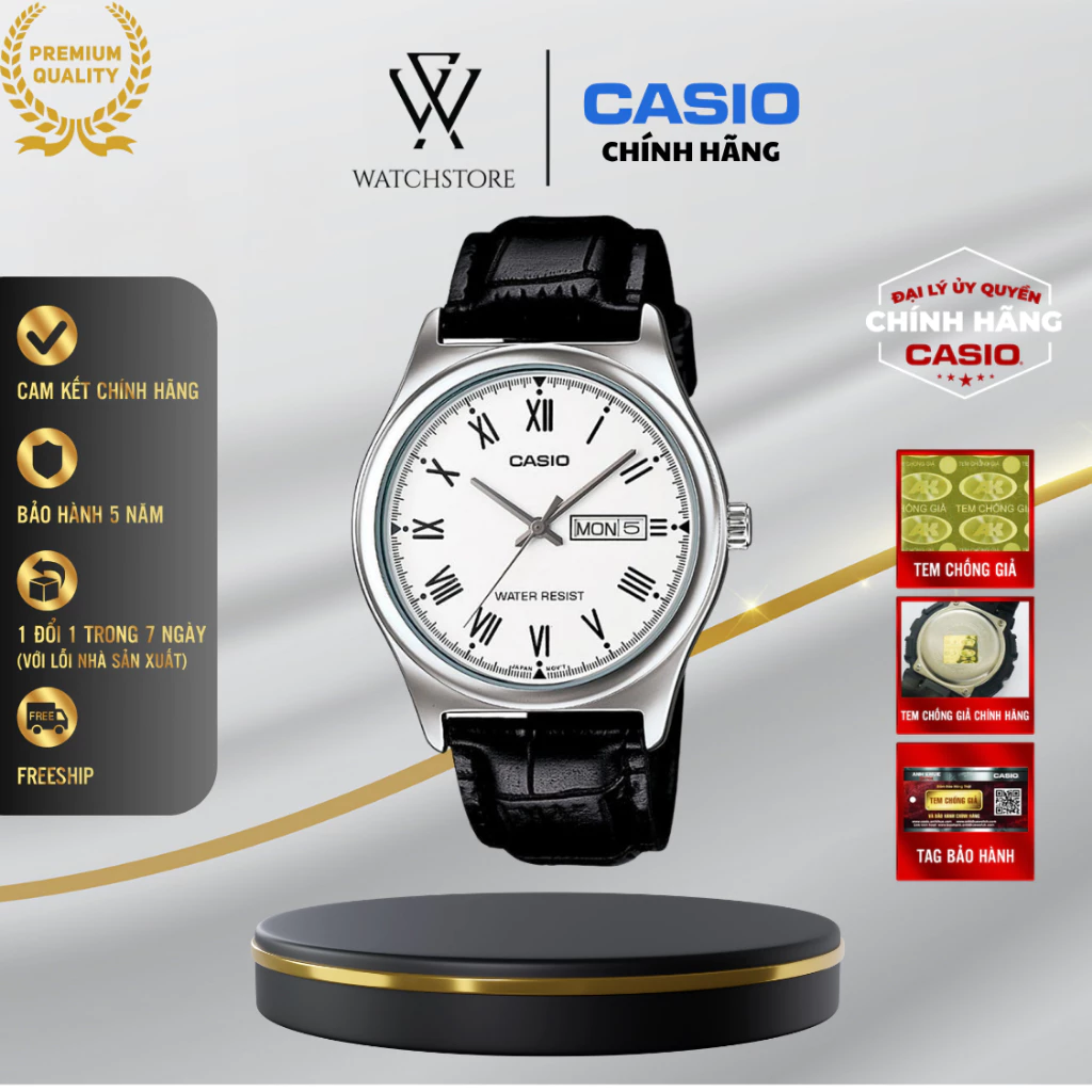 Đồng Hồ Nam Casio MTP-V006L Mặt Trắng 38mm Dây Da Chính Hãng - Thanh Lịch & Bền Bỉ