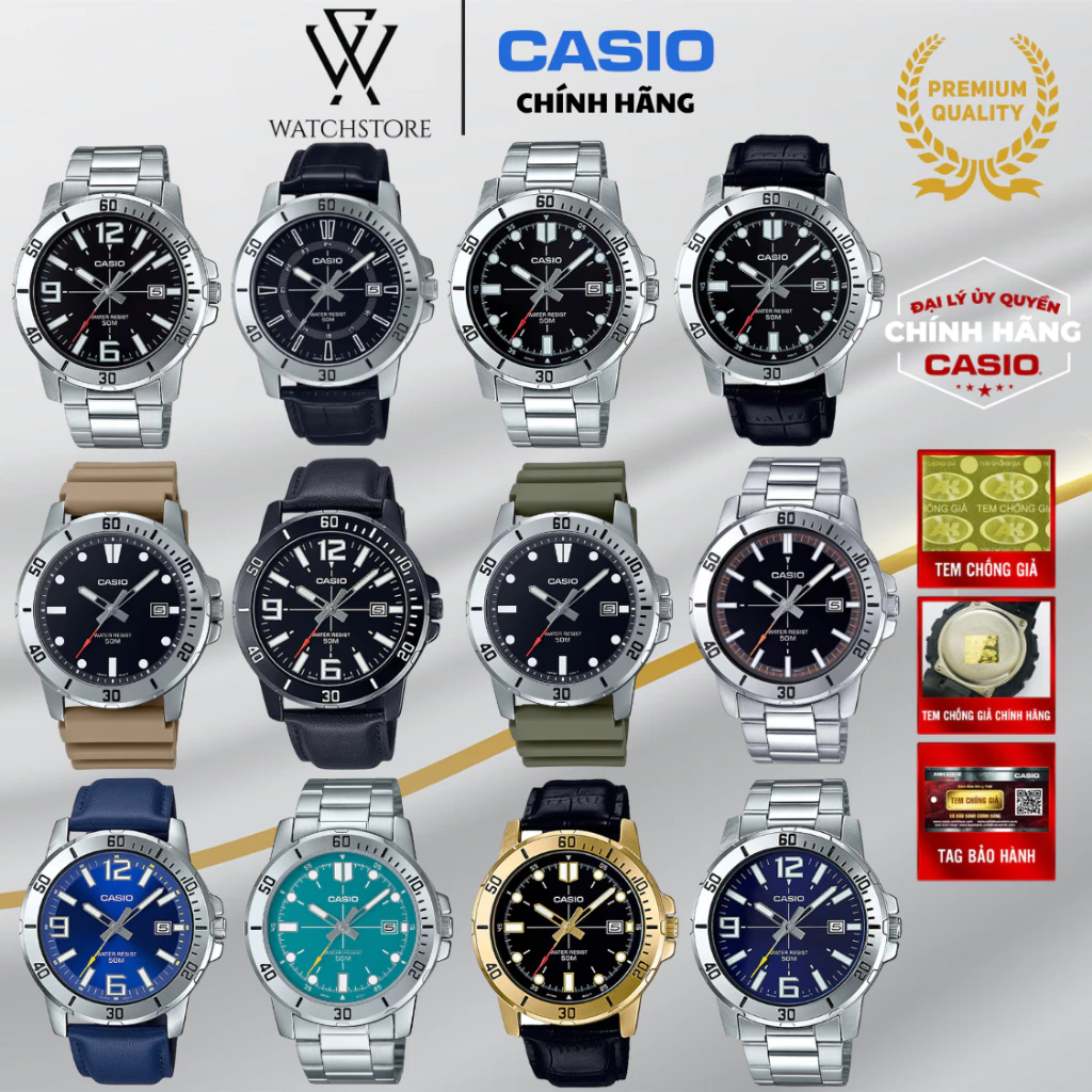 Đồng Hồ Nam Casio MTP-VD01 Chính Hãng - Mặt Kính Khoáng 45mm, Dây Kim Loại, Bảo Hành 5 Năm
