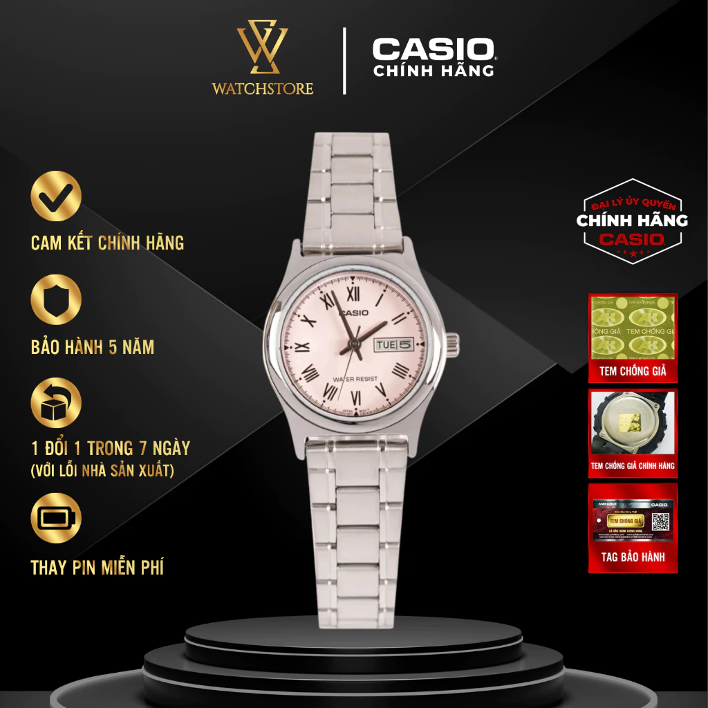 Đồng Hồ Nữ Casio Dây Kim Loại Mặt Hồng 25mm - Quartz Chính Hãng Nhật Bản