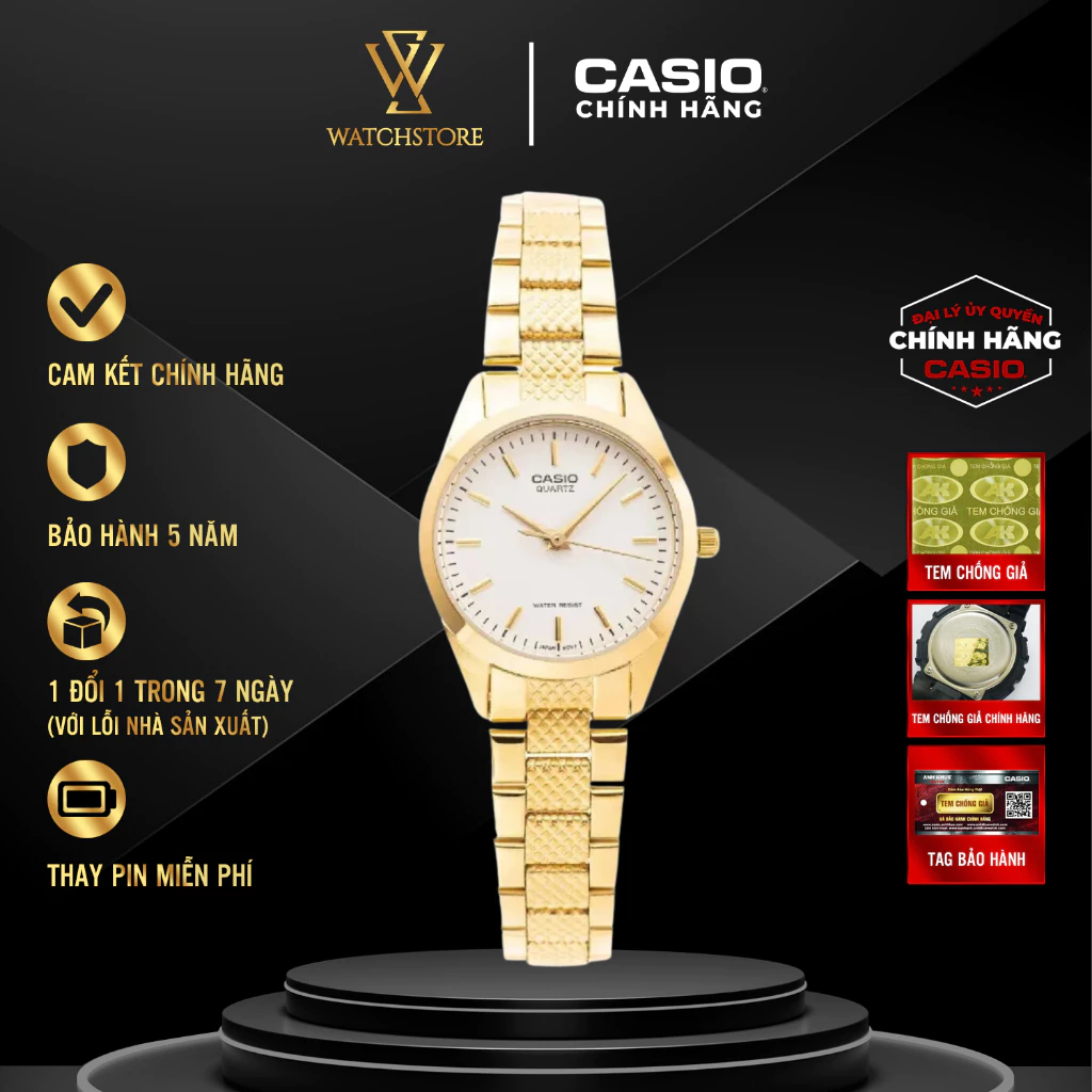 Đồng Hồ Nữ Casio Mạ Vàng 26mm Dây Kim Loại - Thanh Lịch Cho Cổ Tay Bé