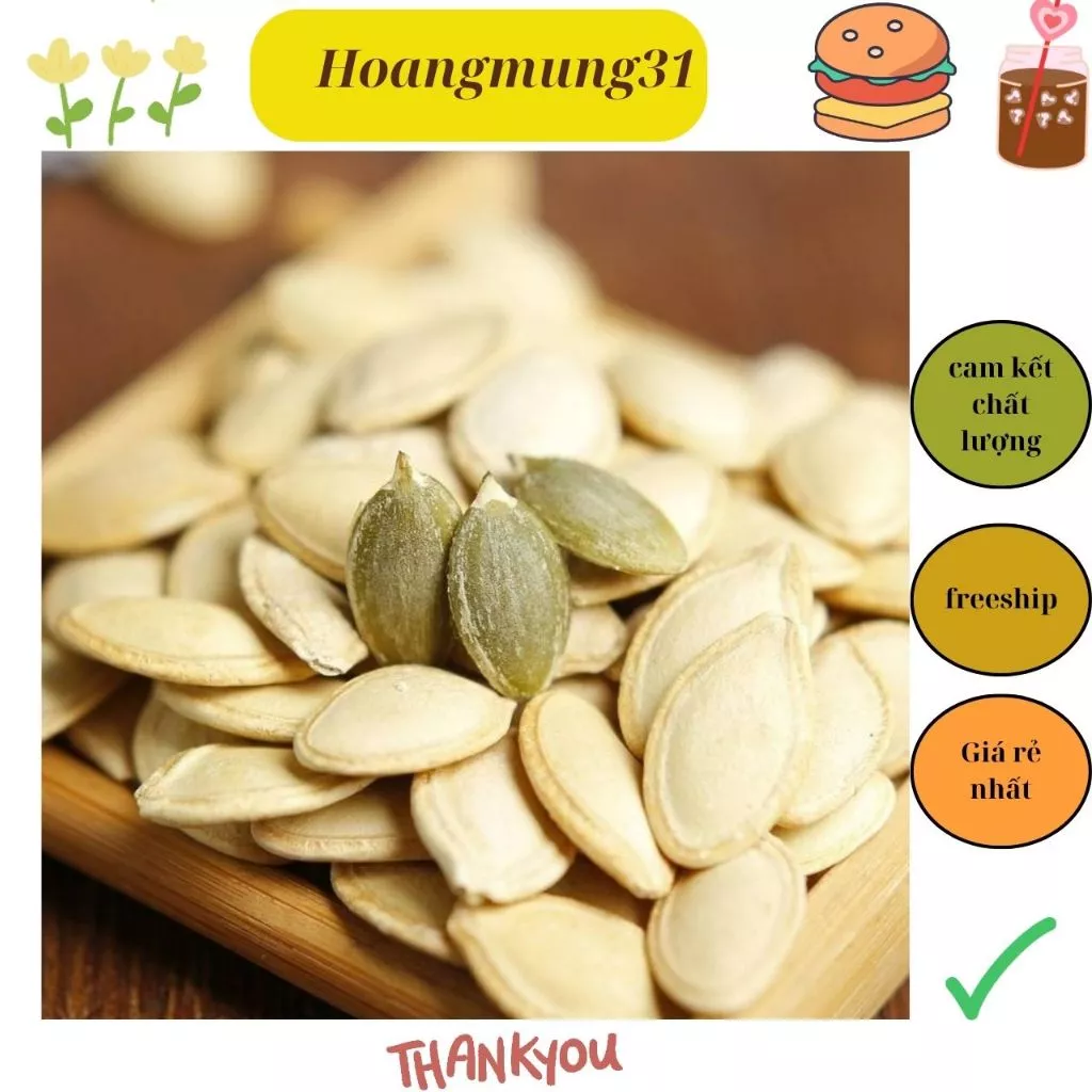 Hạt Bí Rang Bếp Củi 1kg Giòn Tan, Bùi Mẩy - Hạt Vặt Tết, Trà Đàm