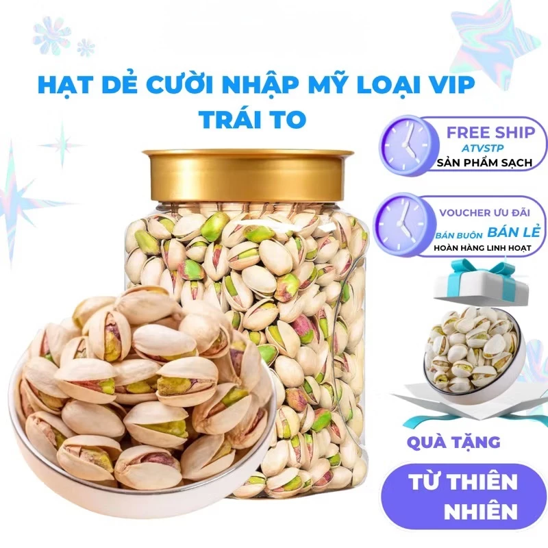 Hạt Dẻ Cười Mỹ Loại 1 Hạt To, Không Tẩy Trắng, Rang Muối Nhẹ