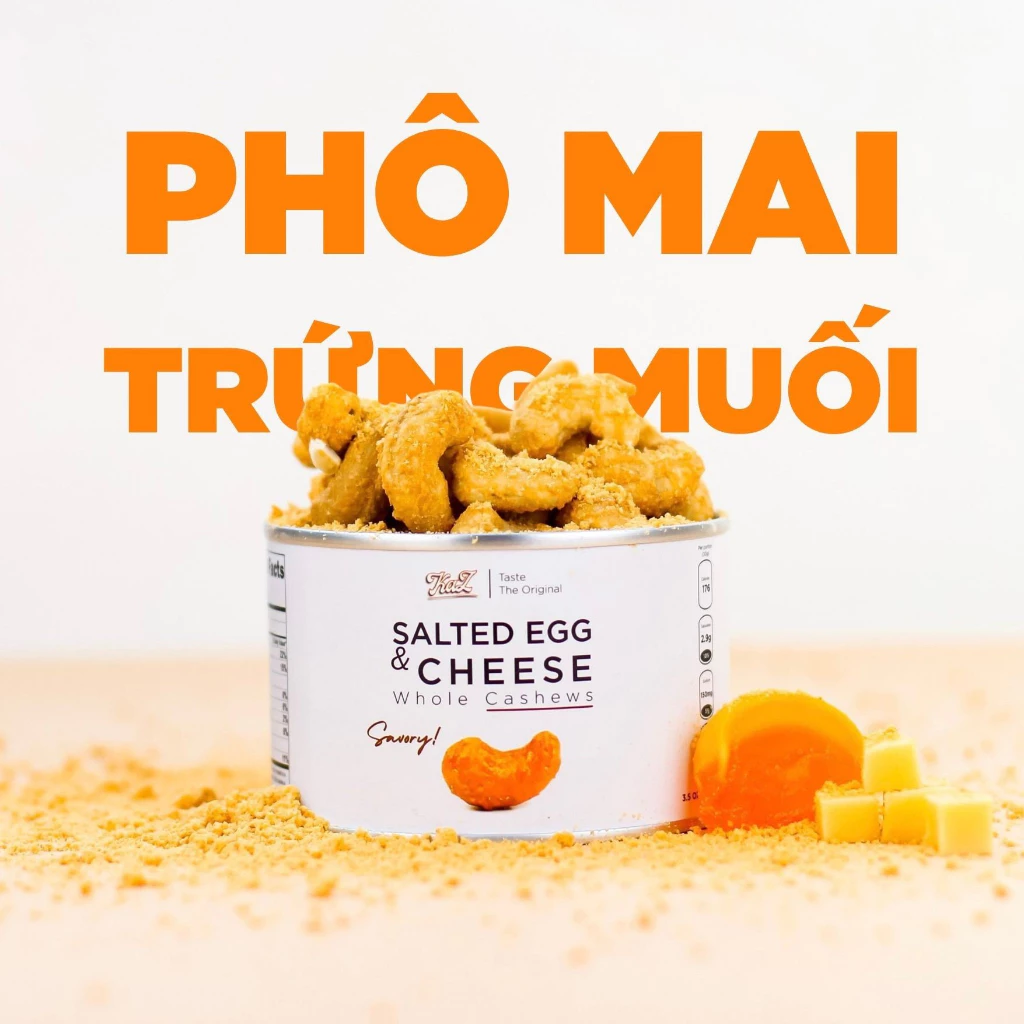 Hạt Điều Phô Mai Trứng Muối Kaz - Vị Béo Ngậy, Snack Mới Lạ 100g/340g