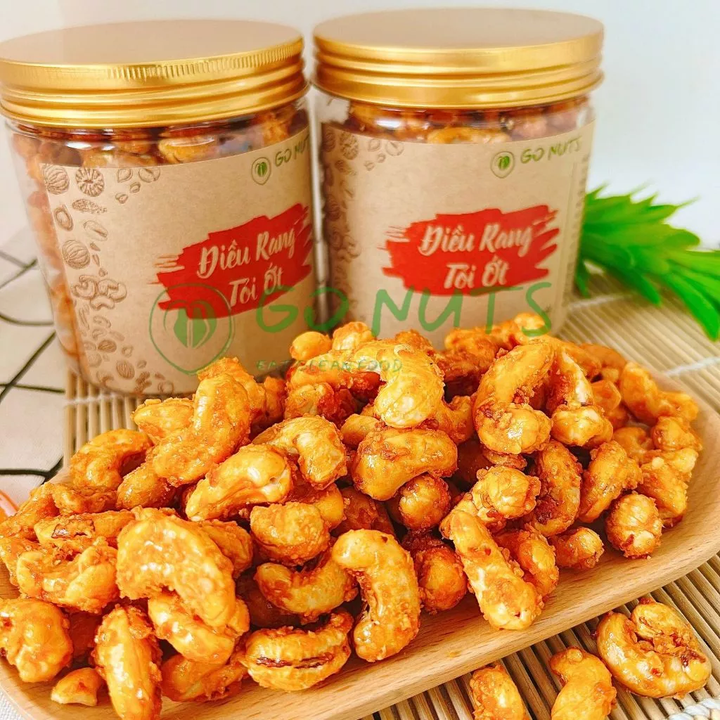 Hạt Điều Rang Tỏi Ớt Cay Mặn Đậm Đà, Hạt To Thơm Béo, Hộp 250g