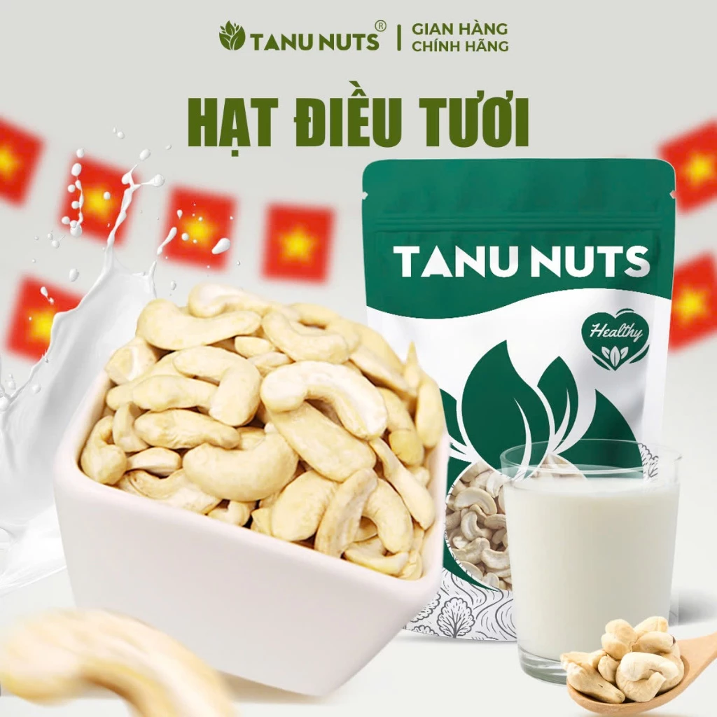 Hạt Điều Tươi Bình Phước Vỡ Đôi TANU NUTS 500g - Làm Sữa, Nấu Ăn, Tốt Cho Mẹ Bầu