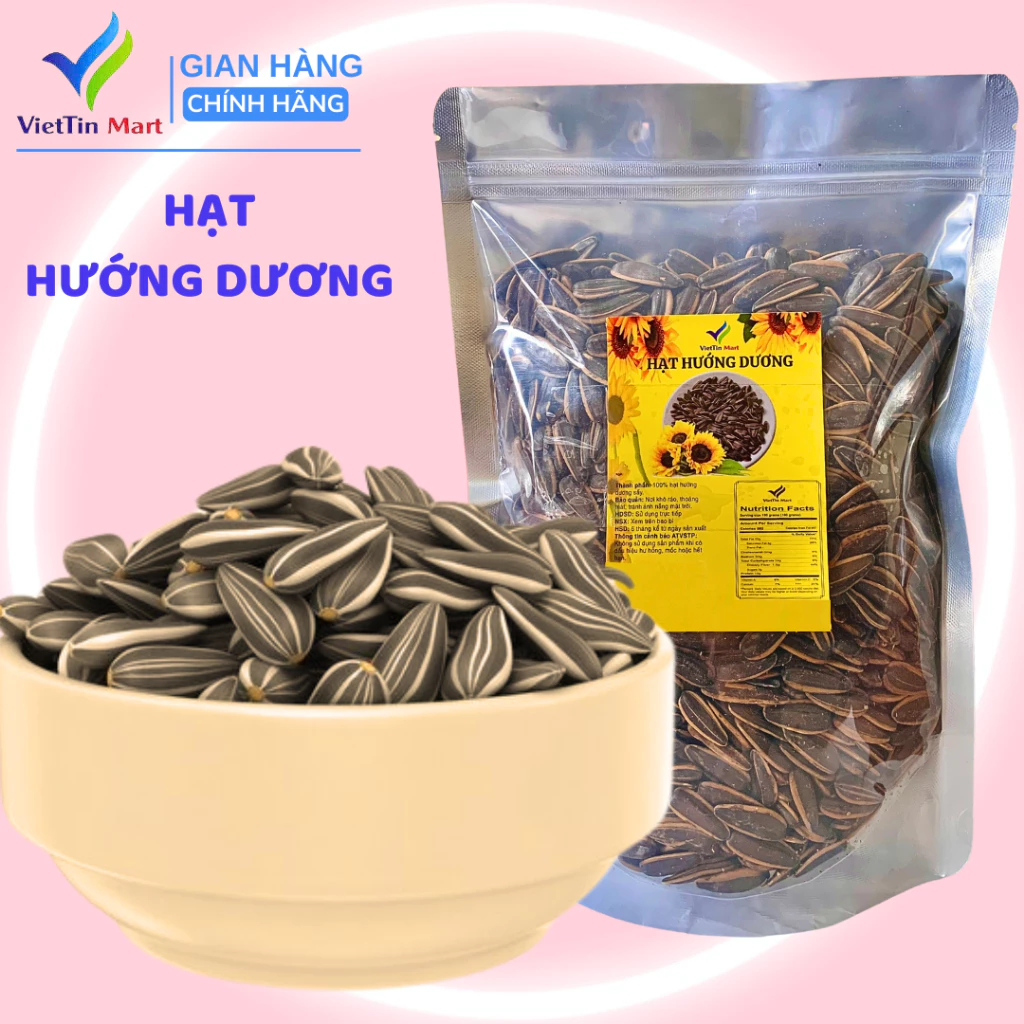 Hạt Hướng Dương Rang Viettin Mart 500g - Giòn Thơm, Túi Zip Tiện Lợi