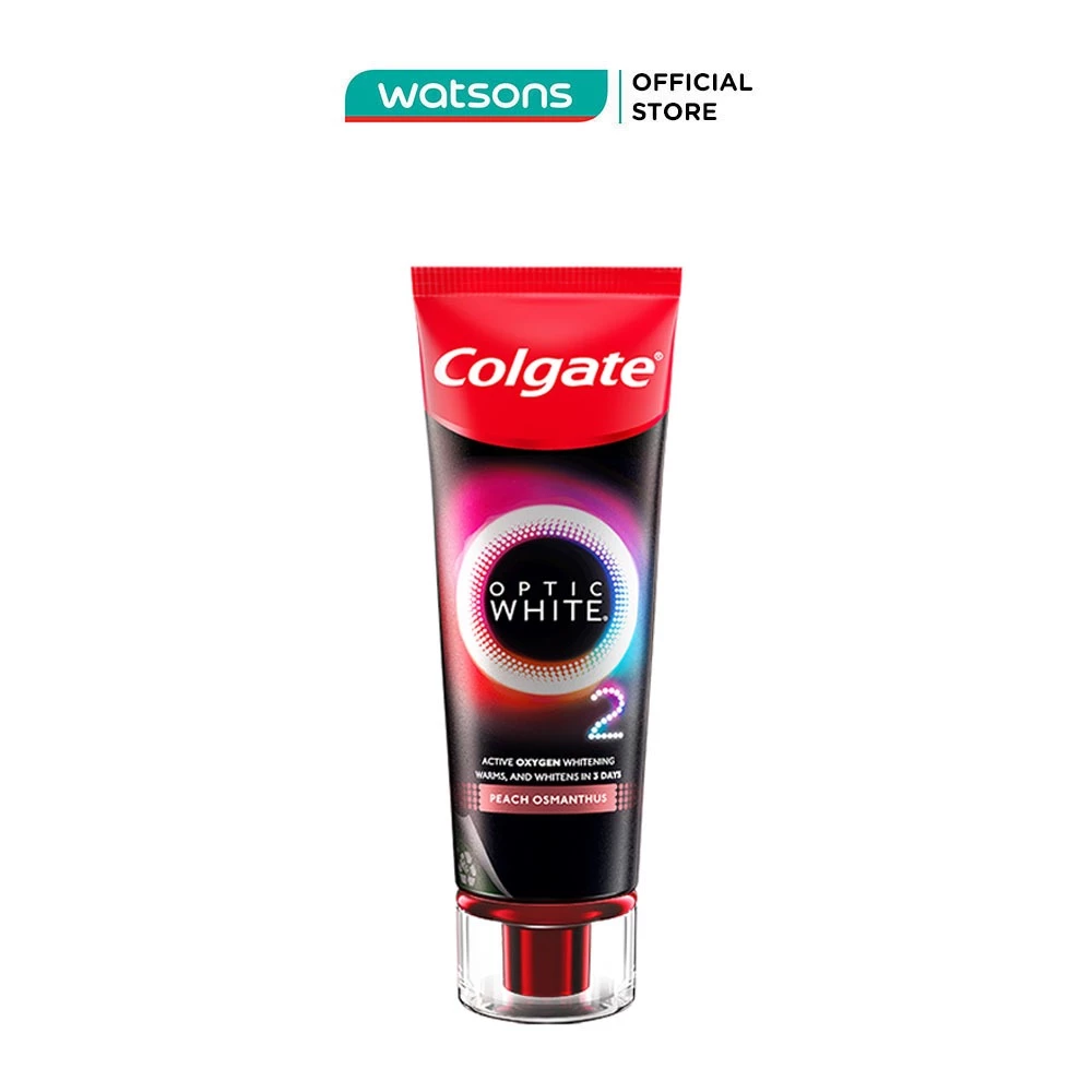 Kem Đánh Răng Colgate Optic White O2 Đào Mộc Hương 85g - Trắng Răng Sau 3 Ngày