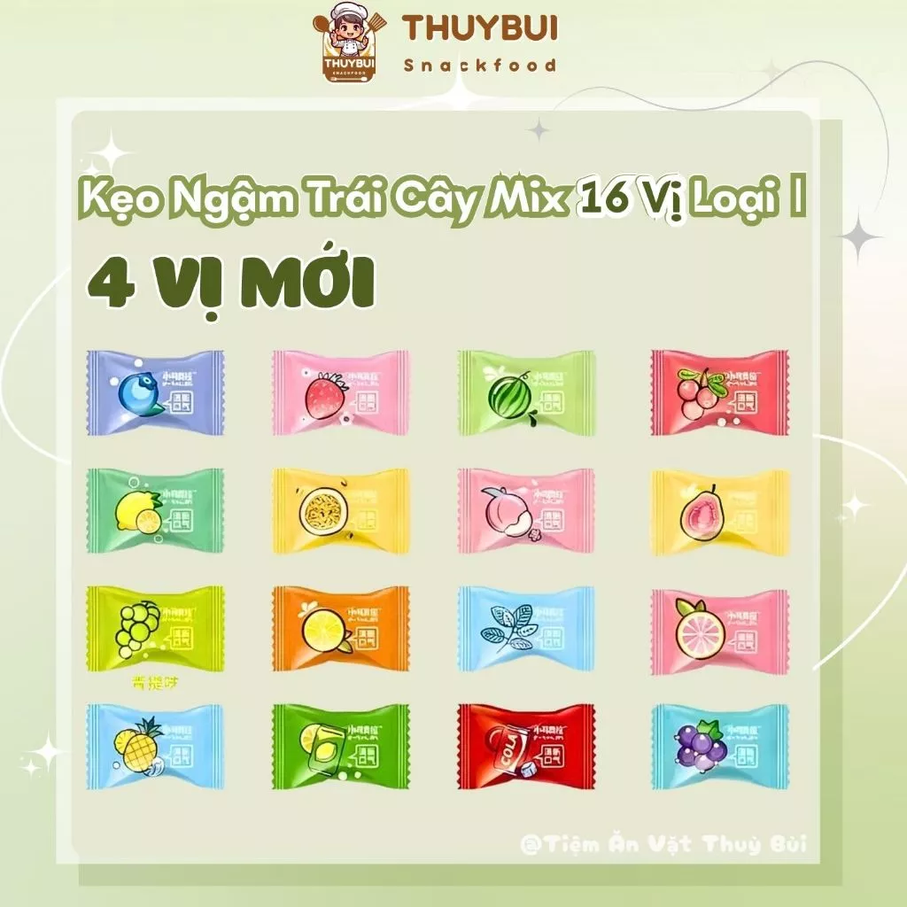 Kẹo Ngậm 16 Vị Trái Cây Không Đường Vitamin C, Thơm Miệng Mát Lạnh Play More 500g