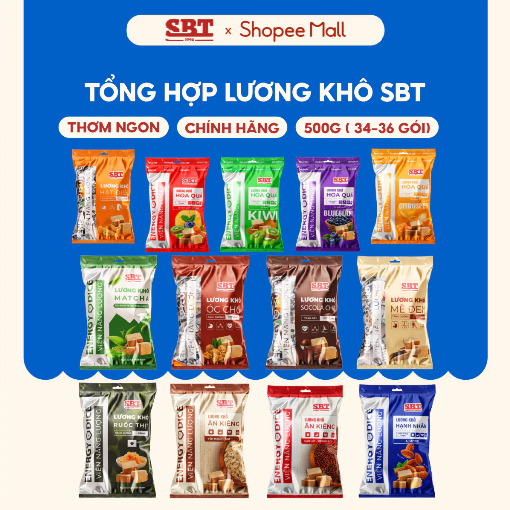 Lương Khô SBT Mini 500g 17 Vị - Dinh Dưỡng Tiện Lợi, Ăn Liền Mọi Lúc