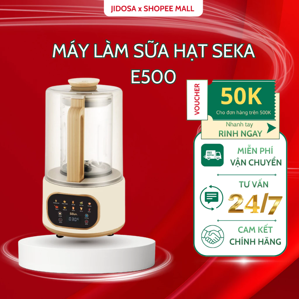 Máy Làm Sữa Hạt SEKA E500 Chống Ồn, 10 Chức Năng, Động Cơ Mạnh, Cảm Ứng