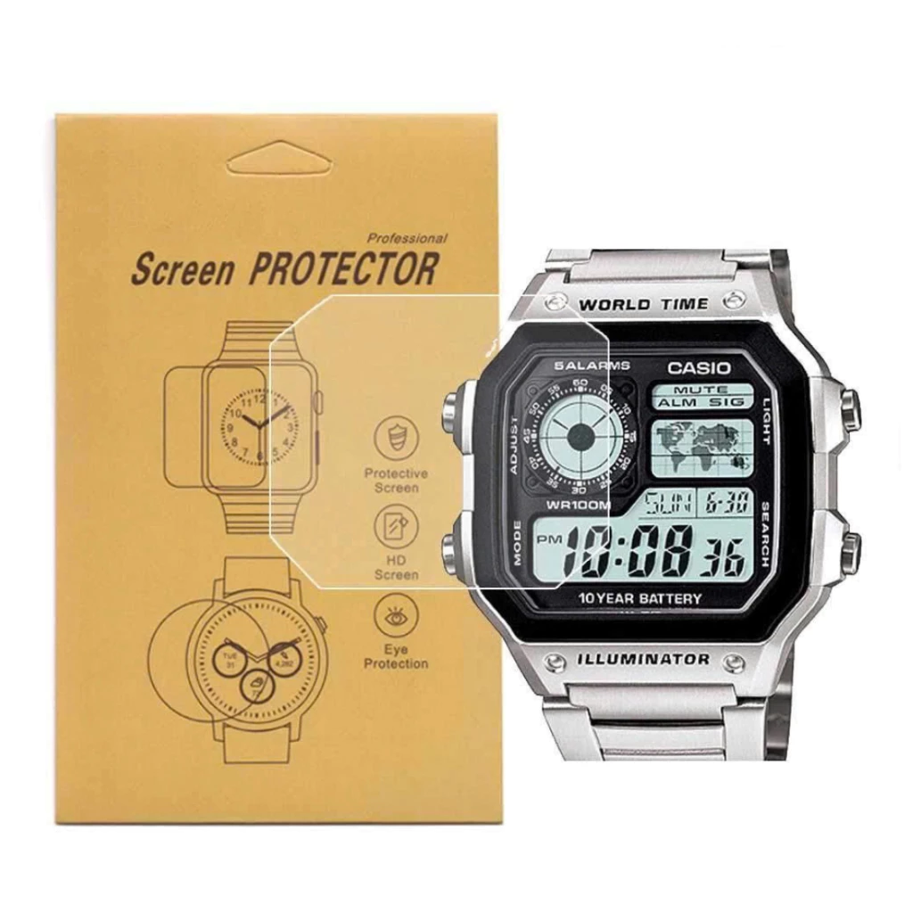 Miếng dán cường lực Casio AE-1200 chống trầy 7H, chống vân tay, dán dễ