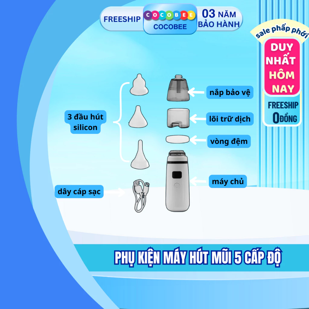 Phụ Kiện Thay Thế Máy Hút Mũi Cocobee Chính Hãng - 3 Loại Đầu Hút