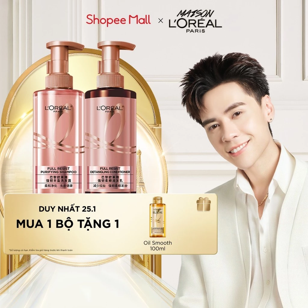 Bộ Đôi Dầu Gội Xả L'Oreal Elseve Full Resist 440ml Ngăn Rụng Tóc Chắc Khỏe