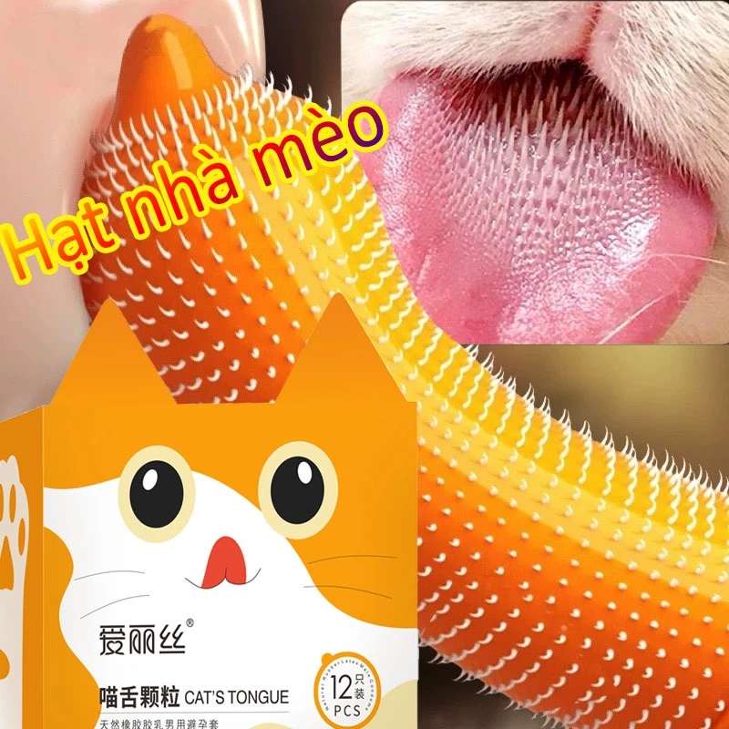 Bao Cao Su Gai Lưỡi Mèo Siêu Mỏng - Gai Mềm Tăng Khoái Cảm, Hộp 12