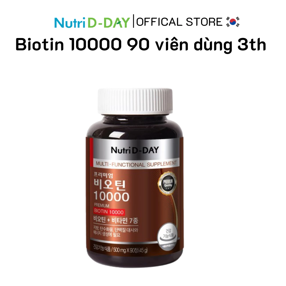Viên Uống Biotin 10000mcg Nutri D-Day Hàn Quốc - Đẹp Da Chắc Khỏe Tóc 90 Viên
