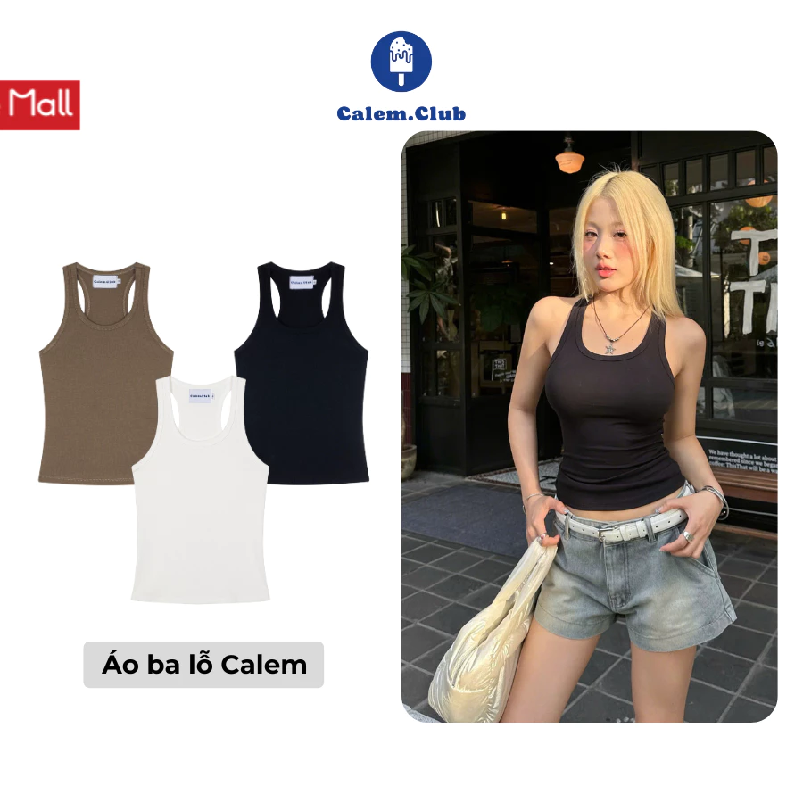 Áo Ba Lỗ Nữ Calem.Club Vải Borip Co Giãn, Form Basic Ôm Tôn Dáng, Dễ Phối Đồ
