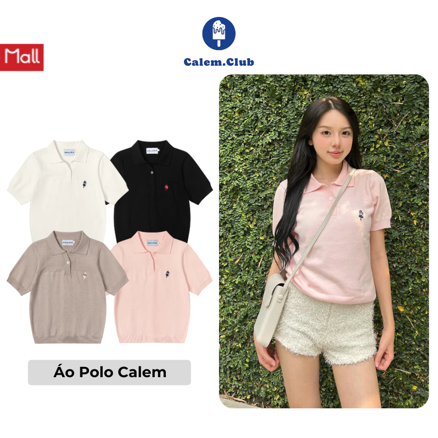 Áo Polo Nữ Dệt Kim Thêu Mini - Form Chuẩn, Vải Mát, Màu Đẹp
