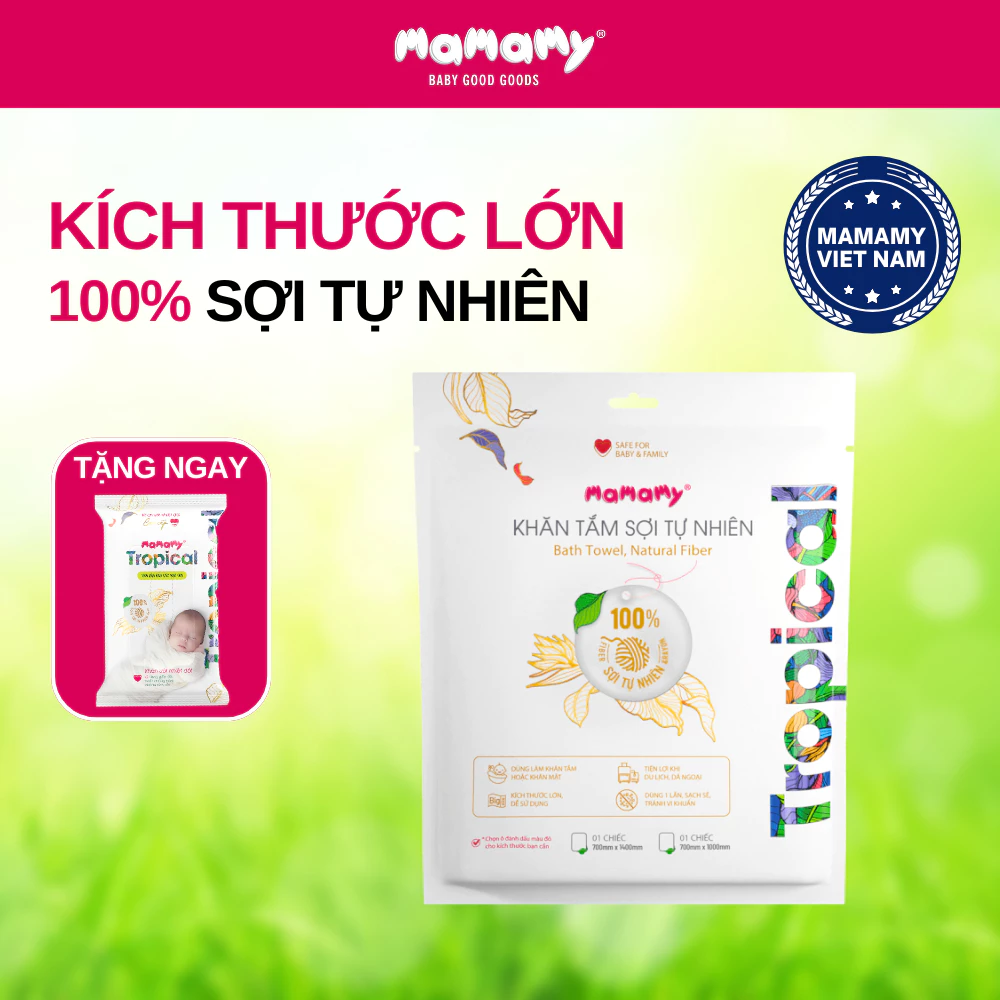 Khăn Tắm Mamamy Cotton 100% Siêu Thấm - Êm Ái Cho Da Bé, 2 Size