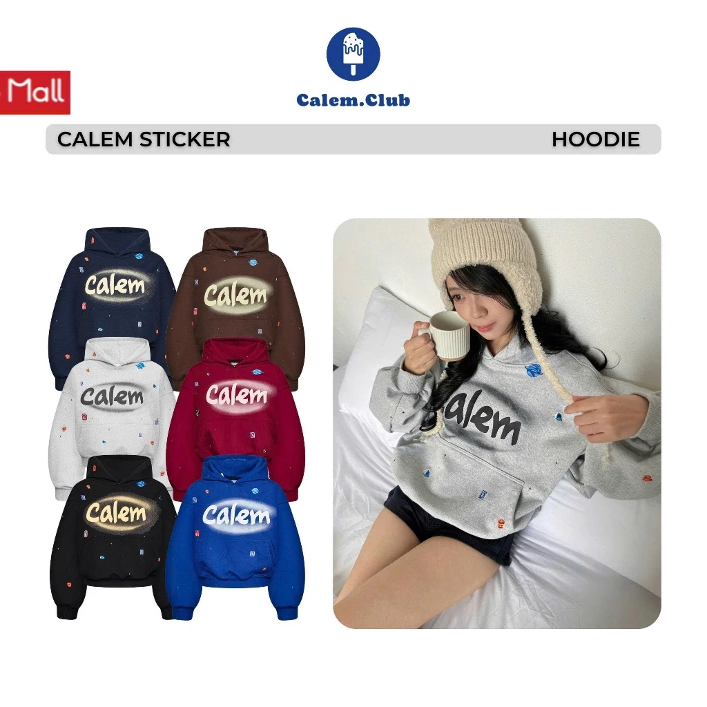 Áo Hoodie Nỉ Chân Cua CALEM - Form Boxy Unisex, Không Xù Lông, 6 Màu