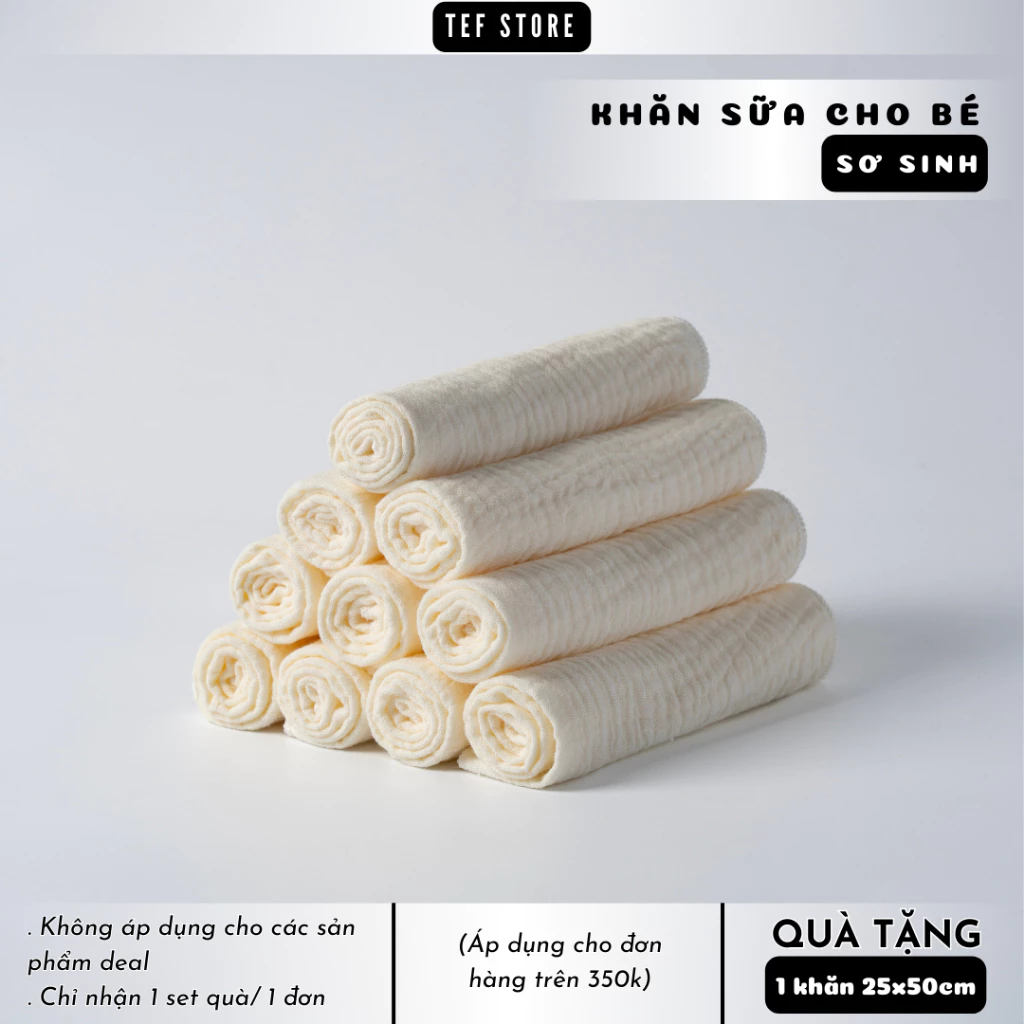 Set 10 Khăn Sữa 2 Lần Bông Tự Nhiên Mềm Mịn, Không Bụi Vải Cho Bé