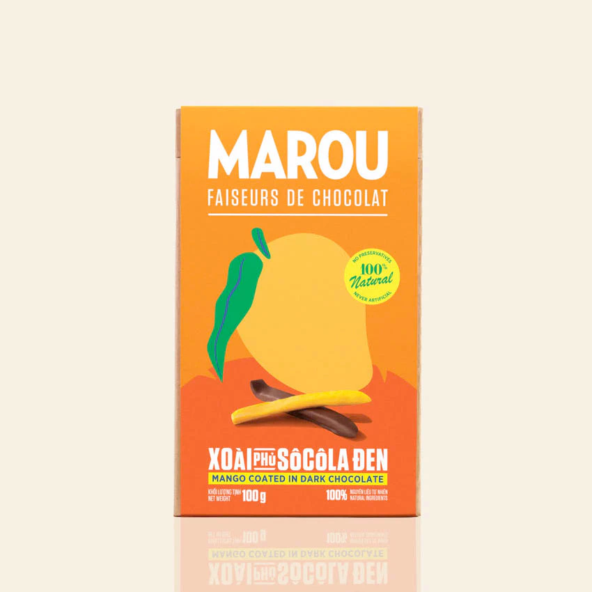 Xoài Sấy Phủ Sô Cô La Đen Marou 65% - Hộp 100g Hương Vị Nhiệt Đới