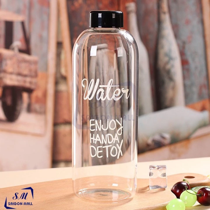 Bình Thủy Tinh Detox 1000ml - Chai Đựng Nước Ép, Detox An Toàn, Sang Trọng