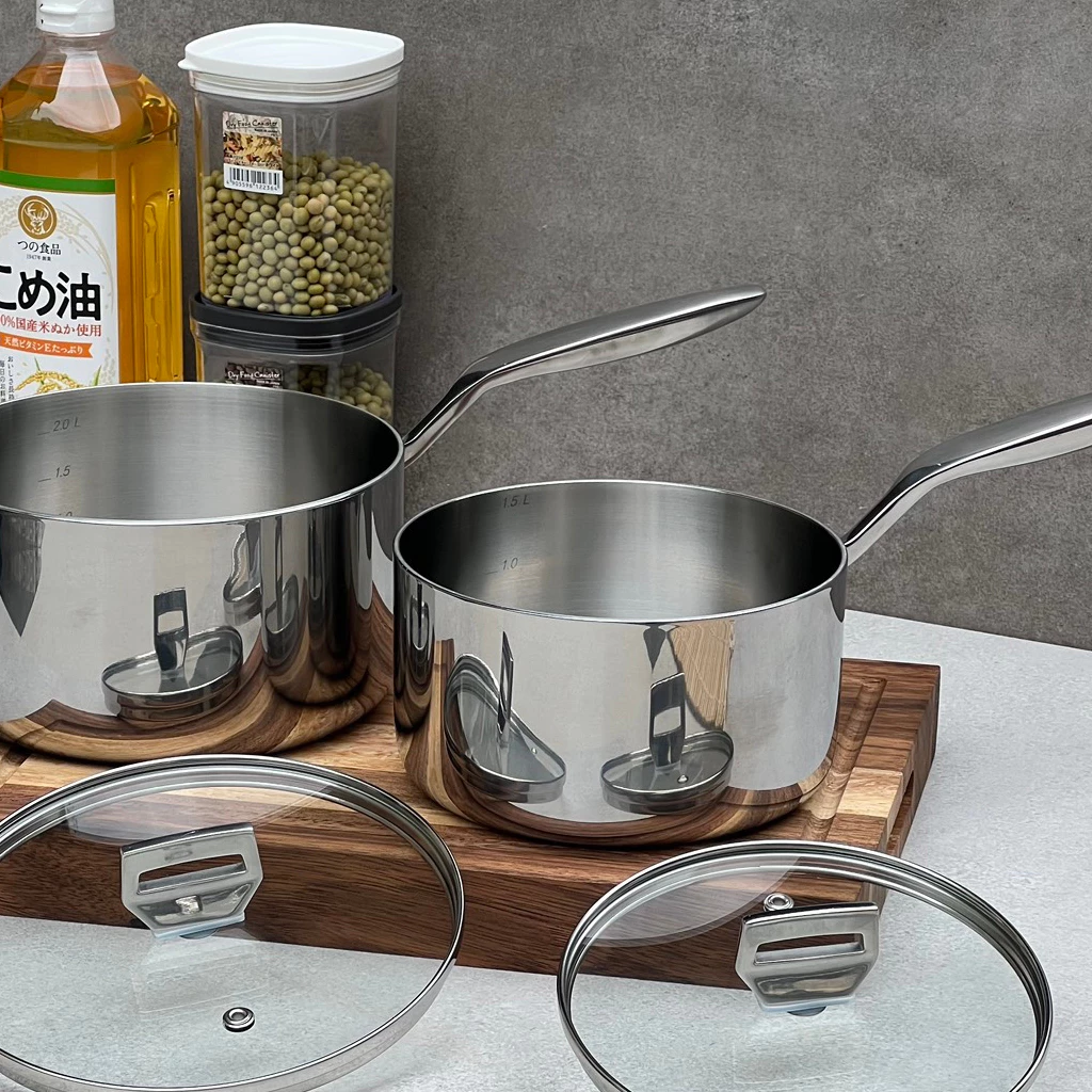 Chảo Inox 18/10 Kaiyo Đúc Nguyên Khối, Vung Kính, Dùng Mọi Bếp, Chống Dính Tự Nhiên