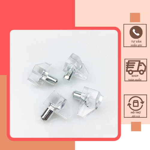 Chốt Đỡ Kính Trong Suốt 50 Cái - Chốt Kệ 5li, Nhựa 10li Chắc Chắn