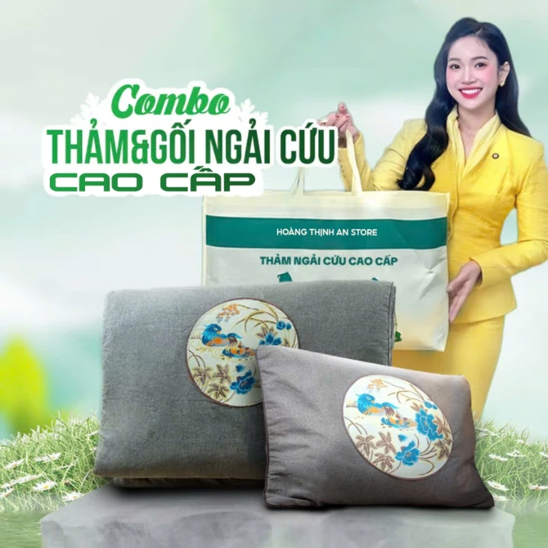 Combo Thảm Gối Ngải Cứu Sưởi Ấm - Giảm Nhức Mỏi Vai Gáy, Lưng Toàn Thân