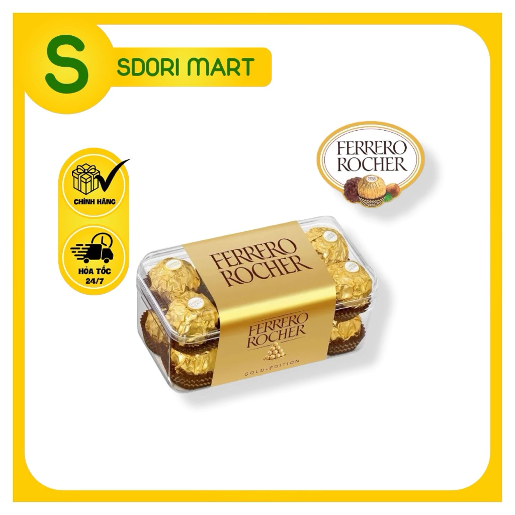 Ferrero Rocher Đức 16 Viên - Hộp Quà Socola Hạnh Nhân Sang Trọng