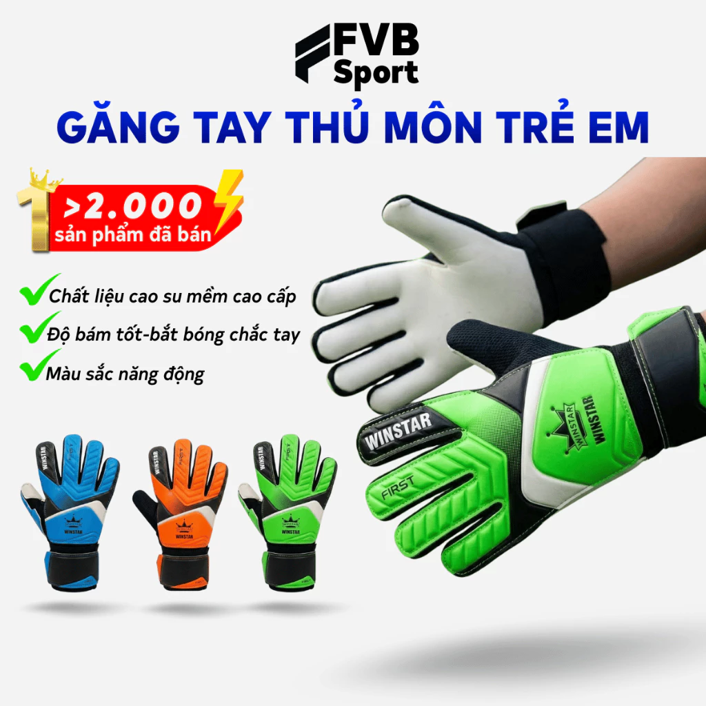 Găng Tay Thủ Môn Trẻ Em WINSTAR - Cao Su Mềm, Bảo Vệ Tay, Bắt Bóng Cực Đỉnh